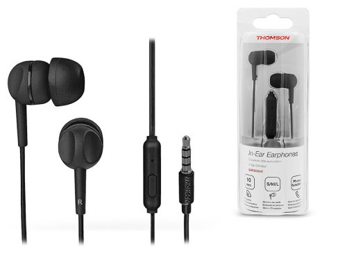 Thomson sztereó felvevős fülhallgató - 3,5 mm jack - Thomson EAR3005BK In-Ear   Earphones - fekete