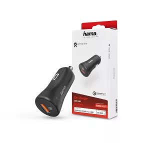   HAMA USB szivargyújtó töltő adapter - 19.5W - HAMA Car Charger Kit with USB-A   QC3.0 - fekete