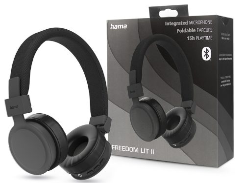 HAMA Wireless Bluetooth sztereó fejhallgató beépített mikrofonnal - HAMA FreedomLit II Wireless Headphones - fekete