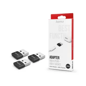   HAMA USB Type-C - USB-A adapter - HAMA Adapter USB-A Plug - USB-C Socket - 3    db/csomag - fekete