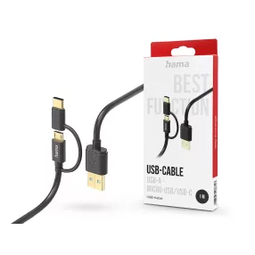   HAMA USB-A - micro USB / Type-C adat- és töltőkábel 1 m-es vezetékkel - HAMA    2in1 USB-Cable - fekete