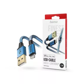   HAMA USB-A - Lightning adat- és töltőkábel 1,5 m-es vezetékkel - HAMA Reflective USB-A - Lightning Cable - kék