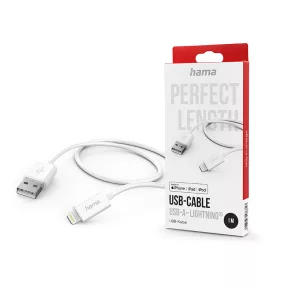   HAMA USB-A - Lightning adat- és töltőkábel 1 m-es vezetékkel - HAMA USB-A -     Lightning Cable - fehér