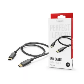   HAMA USB Type-C - USB Type-C adat- és töltőkábel 1 m-es vezetékkel - HAMA FIC E3USB-C Cable - fekete