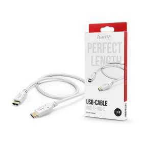   HAMA Type-C - Type-C adat- és töltőkábel 1,5 m-es vezetékkel - HAMA USB-C- USB-CCable - fehér