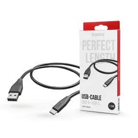  HAMA USB-A - Type-C adat- és töltőkábel 1.5 m-es vezetékkel - HAMA USB-A - USB-CCable - fekete