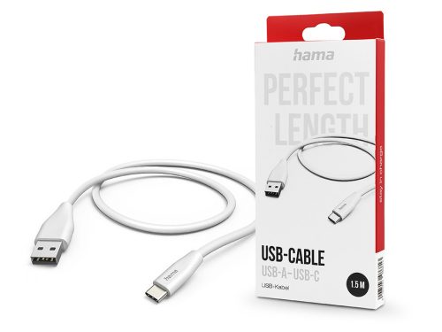 HAMA USB-A - Type-C adat- és töltőkábel 1,5 m-es vezetékkel - HAMA USB-A - USB-C Cable - fehér