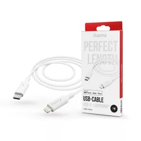   HAMA USB-C - Lightning adat- és töltőkábel 1 m-es vezetékkel - HAMA USB-C -     Lightning Cable - fehér