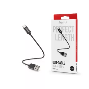   HAMA USB-A - Type-C adat- és töltőkábel 20 cm-es vezetékkel - HAMA USB-A - USB-CCable - fekete