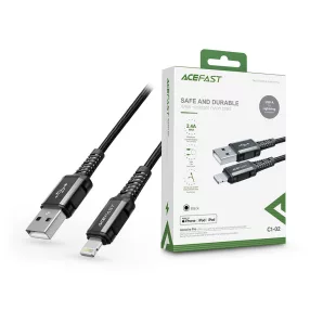   ACEFAST USB-A - Lightning töltő- és adatkábel 1,2 m-es vezetékkel - 5V/2,4A - ACEFAST C1-02 Acewire Pro Charging Data Cable - fekete (Apple MFI engedélyes)