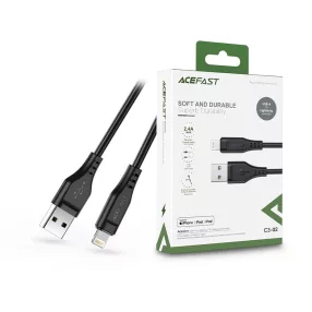   ACEFAST USB-A - Lightning töltő- és adatkábel 1,2 m-es vezetékkel - 5V/2,4A - ACEFAST C3-02 Acewire Charging Data Cable - fekete (Apple MFI engedélyes)
