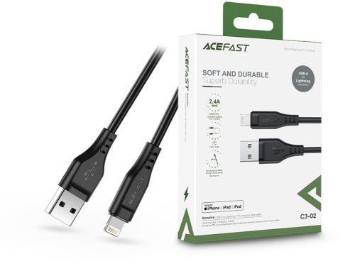 ACEFAST USB-A - Lightning töltő- és adatkábel 1,2 m-es vezetékkel - 5V/2,4A - ACEFAST C3-02 Acewire Charging Data Cable - fekete (Apple MFI engedélyes)