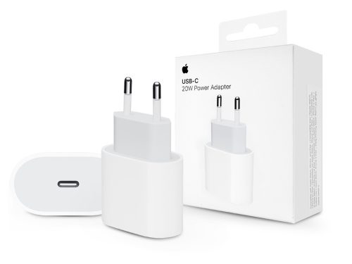 Apple eredeti, gyári USB Type-C hálózati töltő adapter - 20W - MHJE3ZM/A - white