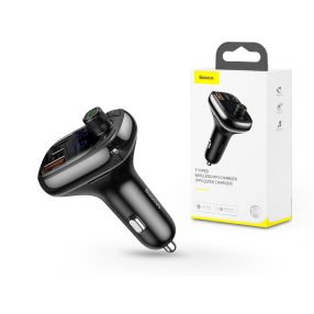   Baseus Bluetooth FM-transmitter / szivargyújtó töltő - 2xUSB + Type-C + MP3 +   TF/microSD kártyaolvasó + QC3.0 - Baseus S-13 - fekete