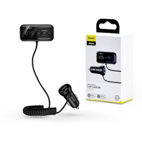   Baseus Bluetooth FM-transmitter / szivargyújtó töltő - 2xUSB + MP3 + TF/microSD kártyaolvasó - Baseus S-16/CCTM-E01 - fekete