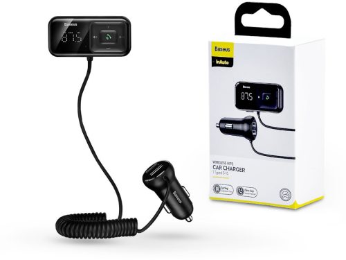 Baseus Bluetooth FM-transmitter / szivargyújtó töltő - 2xUSB + MP3 + TF/microSD kártyaolvasó - Baseus S-16/CCTM-E01 - fekete