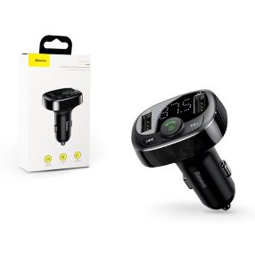   Baseus Bluetooth FM-transmitter / szivargyújtó töltő - 2xUSB + MP3 + TF/microSD kártyaolvasó - Baseus TM01 Standard Edition - fekete
