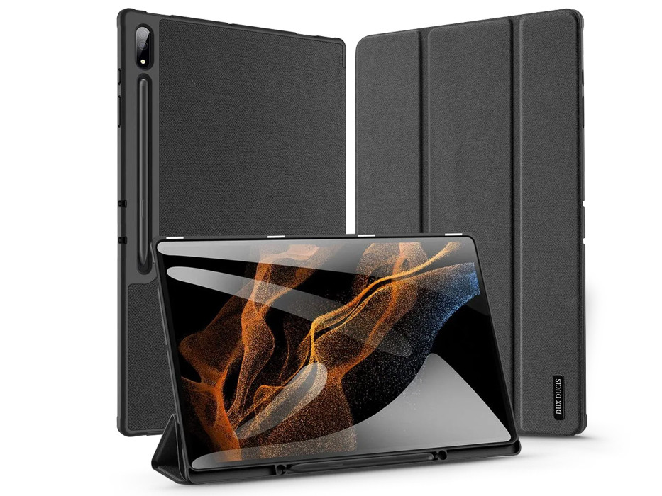 Samsung Galaxy Tab S8/S9/S10 Ultra 14.6 tablet tok (Smart Case) on/off funkcióval, Pencil tartóval - Dux Ducis Domo Series - fekete