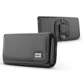   Classic vízszintes, csatos-fűzős övtáska mobiltelefonhoz - Apple iPhone 6S Plus/7 Plus/8 Plus/XR - M12 méret - fekete