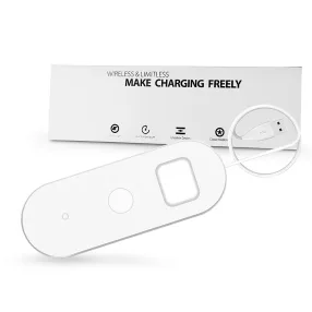   Extreme Qi univerzális vezeték nélküli töltő állomás - 15W - Extreme WR-13      Wireless Charger 3in1 - Qi eszköz/Apple iWatch/TWS Airpods - fehér