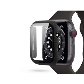   Haffner Defense 360 védőtok beépített edzett üveggel - Apple Watch 4/5/6/SE (44mm) - fekete - ECO