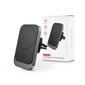   Qi vezeték nélküli, szellőzőrácsba illeszthető autós tartó/gyorstöltő MagSafe   vezeték nélküli funkcióval rendelkező Apple készülékekhez - fekete