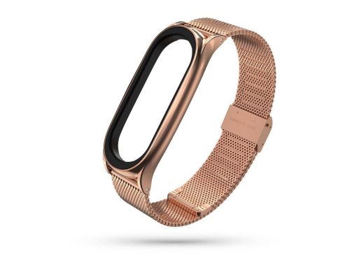 Xiaomi Mi Smart Band 5/Mi Smart Band 6 aktivitásmérőhöz fém szíj rozsdamentes acélból - Milanese - rose gold