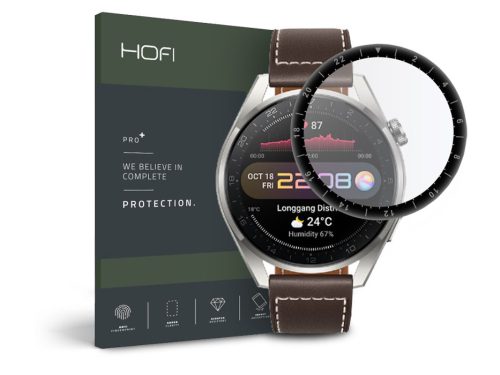 HOFI Hybrid Glass üveg képernyővédő fólia - Huawei Watch 3 Pro (48 mm) - fekete