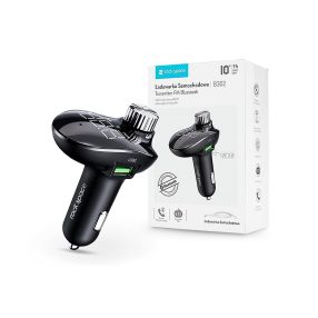   Rock Bluetooth FM-transmitter / szivargyújtó töltő - 2xUSB + MP3 +              TF-kártyaolvasó + AUX + PD/QC3.0 - Rock B302 - fekete