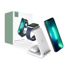   Tech-Protect Qi univerzális vezeték nélküli töltő állomás - Tech-Protect A8 3in1Wireless Charger for Phone + Watch + Earphone - fehér