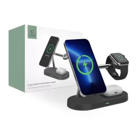   Tech-Protect Qi univerzális vezeték nélküli töltő állomás - 10W - Tech-Protect  A14 3in1 Wireless Charger for Phone + Watch + Earphone - fekete