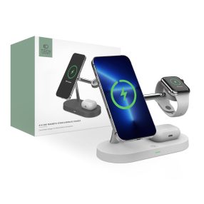   Tech-Protect Qi univerzális vezeték nélküli töltő állomás - 10W - Tech-Protect  A14 3in1 Wireless Charger for Phone + Watch + Earphone - fehér