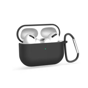   Haffner szilikon védőtok karabínerrel - Apple AirPods Pro 1/2 fülhallgatóhoz - fekete - ECO