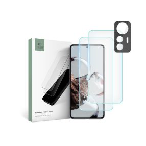   Xiaomi 12T edzett üveg képernyővédő fólia + hátsó kameravédő borító szett -     Tech-Protect Supreme - átlátszó