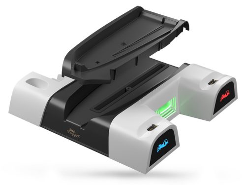 Froggiex FX-P5-C4-W PS5/PS5 Slim Multifunkciós ventilátoros állvány + headset tartó