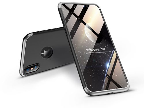 Apple iPhone XS Max hátlap - GKK 360 Full Protection 3in1 - Logo - fekete/ezüst