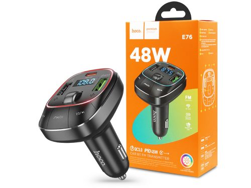 HOCO Bluetooth FM-transmitter / szivargyújtó töltő - 2xUSB + MP3 + PD45W + QC   3.0- HOCO E76 - fekete