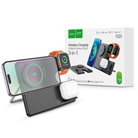   HOCO CQ1 3in1 Phone+Apple Watch+Headset Qi vezeték nélküli töltő Apple Watch órához - fekete