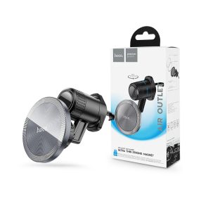   HOCO szellőzőrácsba illeszthető mágneses autós tartó 4,5-7'' méretű             készülékekhez, MagSafe gyűrűvel - HOCO H23 Air Outlet Car Holder - fekete/ezüst