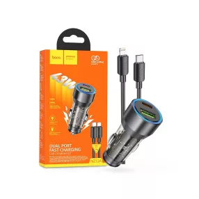   HOCO NZ12A Set autós gyorstöltő 43W USB-A+Type-C+Type-C/Lightning kábel - fekete