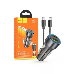   HOCO NZ12A Set autós gyorstöltő 43W USB-A+Type-C+Type-C/Type-C kábel - fekete