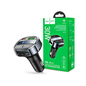   HOCO E70 Bluetooth FM-transmitter/autós gyorstöltő 30W PD+QC - 2xUSB/MP3/FLAC - fekete