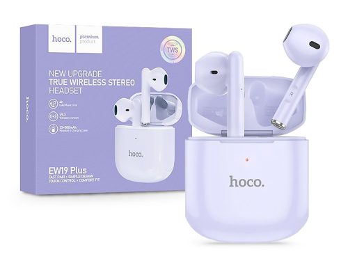 HOCO TWS Bluetooth sztereó headset v5.3 + töltőtok - HOCO EW19 Plus True        Wireless Earphones with Charging Case - lila