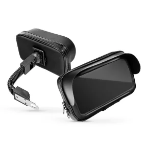   Kerékpárra/motorkerékpárra szerelhető, por- és cseppálló telefontartó 6,4-8'' készülékekhez - fekete