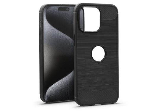 Haffner Carbon szilikon tok - Apple iPhone 15 Pro Max - fekete