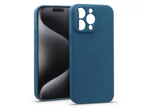 Haffner Matt szilikon tok - Apple iPhone 15 Pro - kék