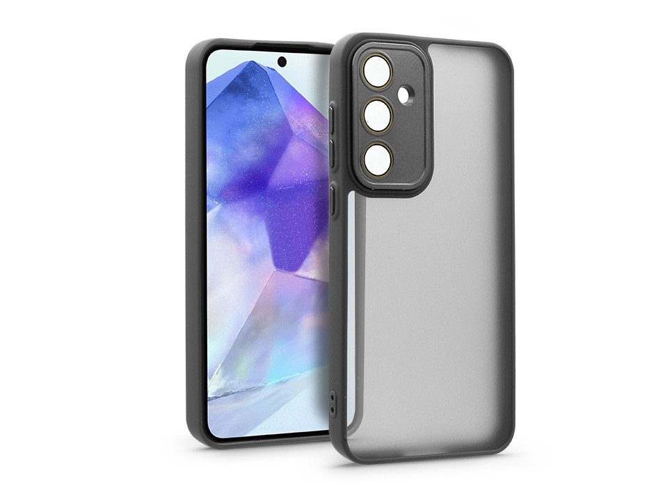 Samsung SM-A556 Galaxy A55 hátlap kameravédő peremmel, lencsevédő üveggel - Variete - fekete