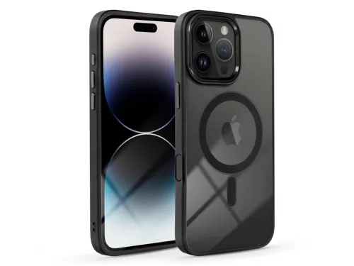 Haffner Edge Mag Cover szilikon tok - Apple iPhone 16 Pro - fekete/átlátszó