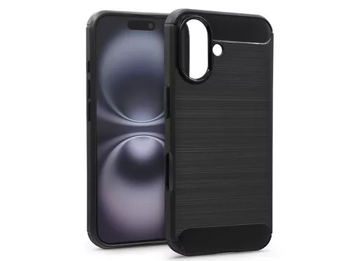 Haffner Carbon szilikon tok - Apple iPhone 16 - fekete