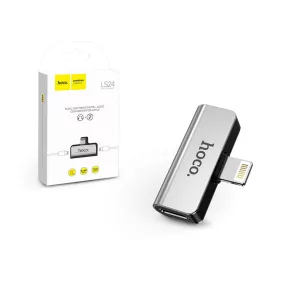   HOCO lightning + lightning adapter egyidőben történő töltéshez és zenehallgatáshoz - 5V/2A - HOCO LS24 - ezüst
